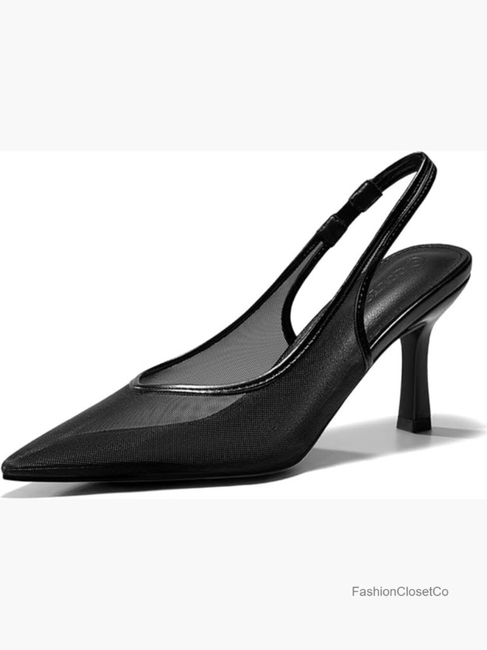 Mesh Slingback Kitten Heels Pointed Toe Low Heel Pumps Sexy Dress Shoes